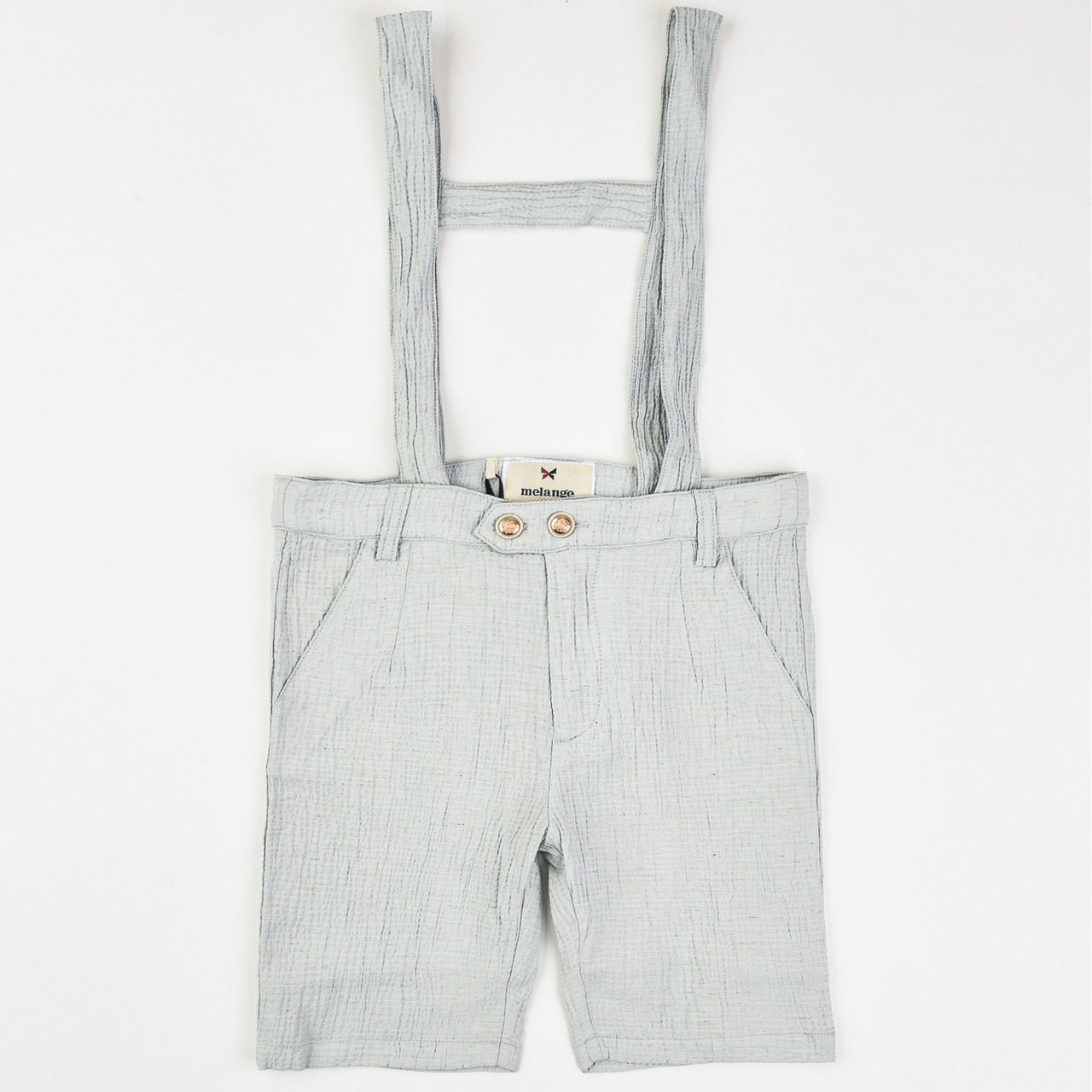 Melange Linen Texture Suspender Shorts