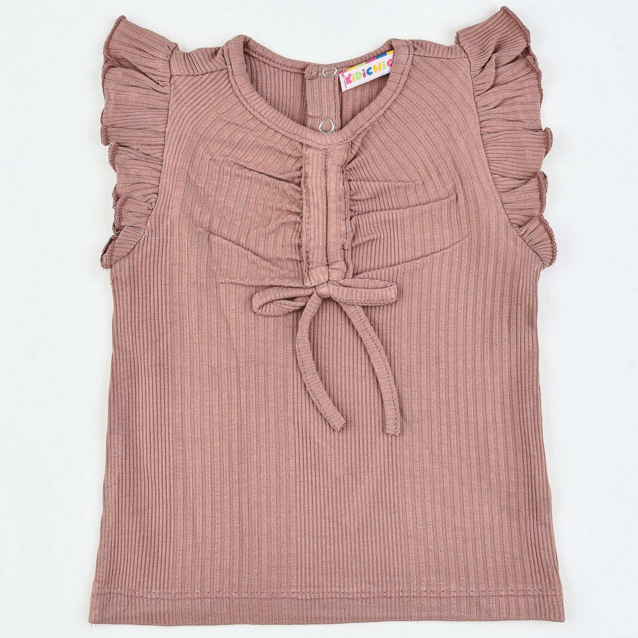 Baby Rib Ruffle Sleeve Shirt - Kidichic