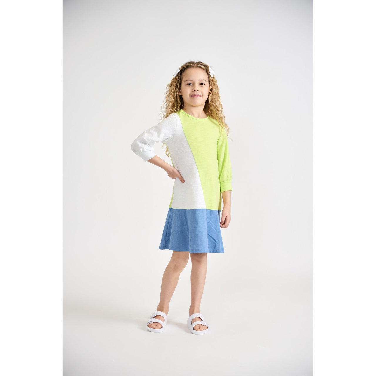 Color Block Dress 3/4 Sleeve - Kidichic