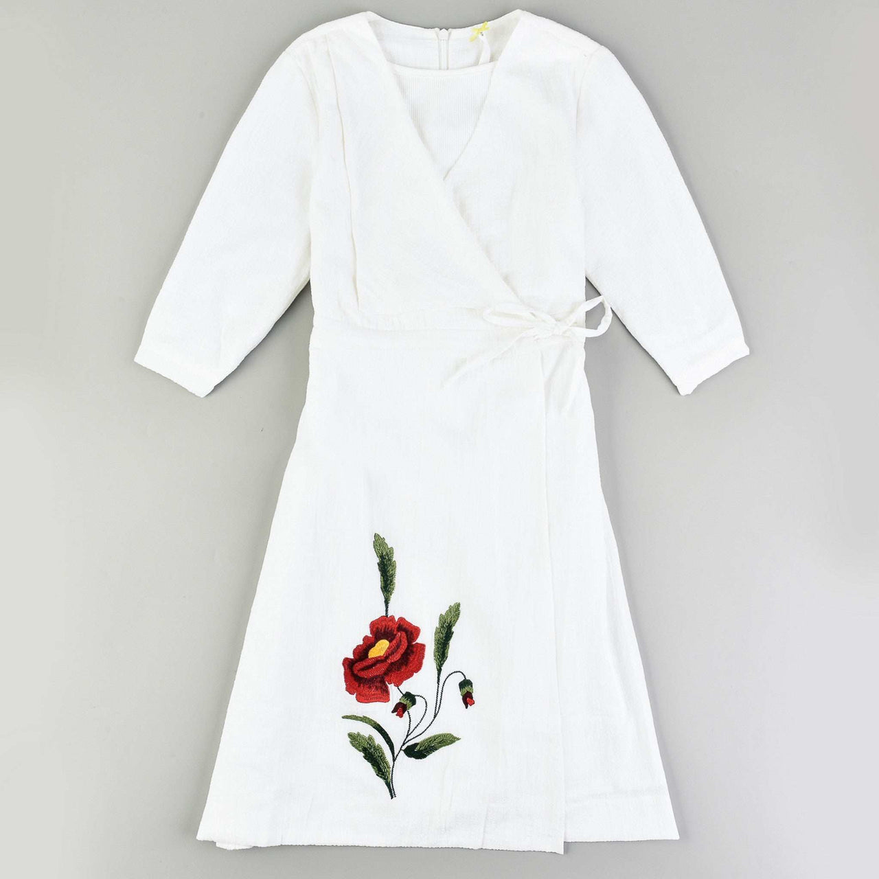 Embroidery Wrap Dress - Kidichic