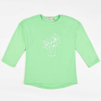Girls 3/4 Sleeve Flower Print T-Shirt - Kidichic