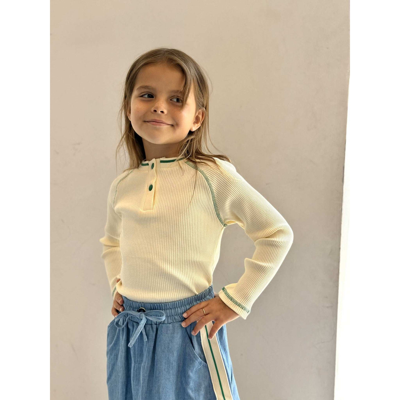 Girls Contrast Stitch Top - Kidichic