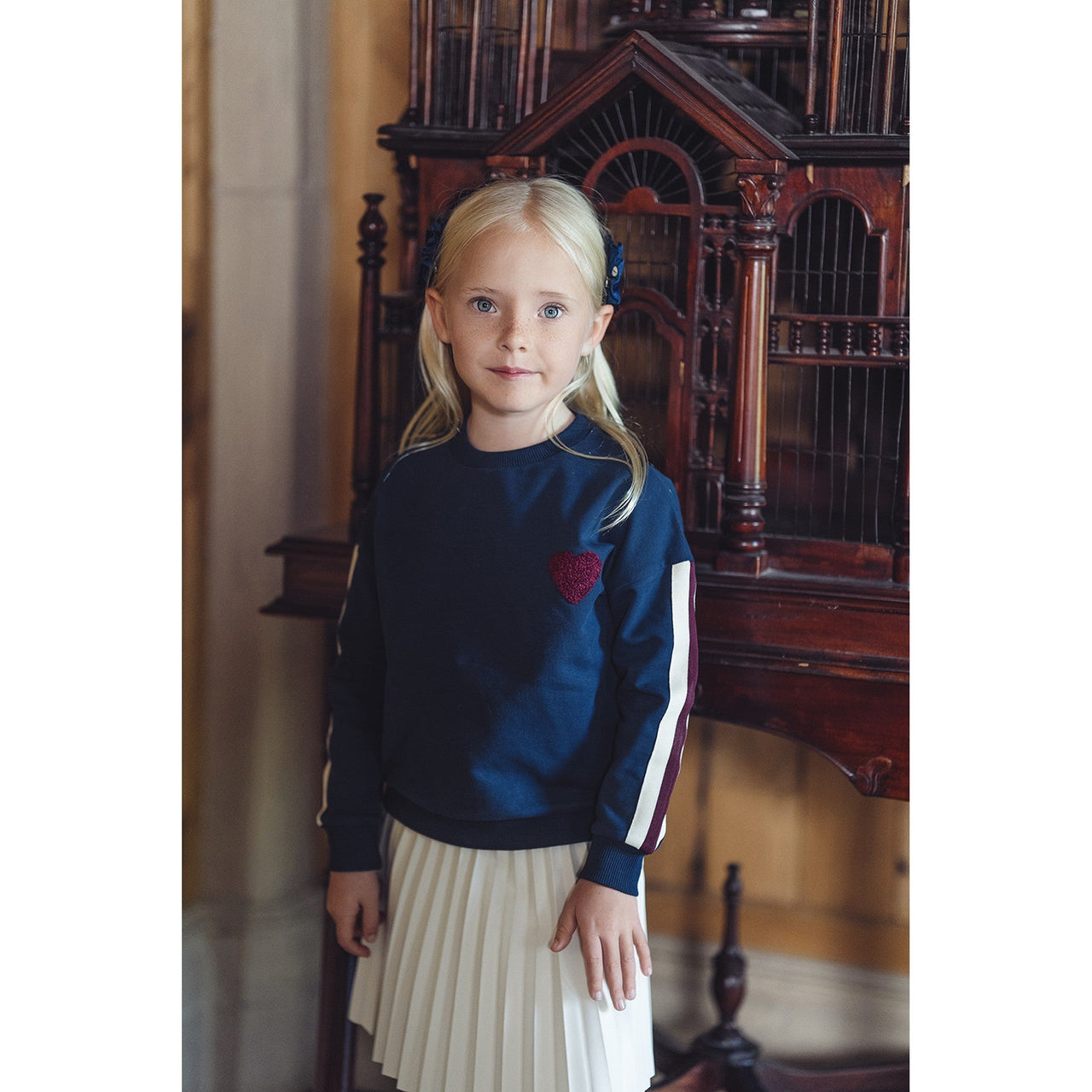 Girls Stripe Sleeve Sweatshirt - Kidichic