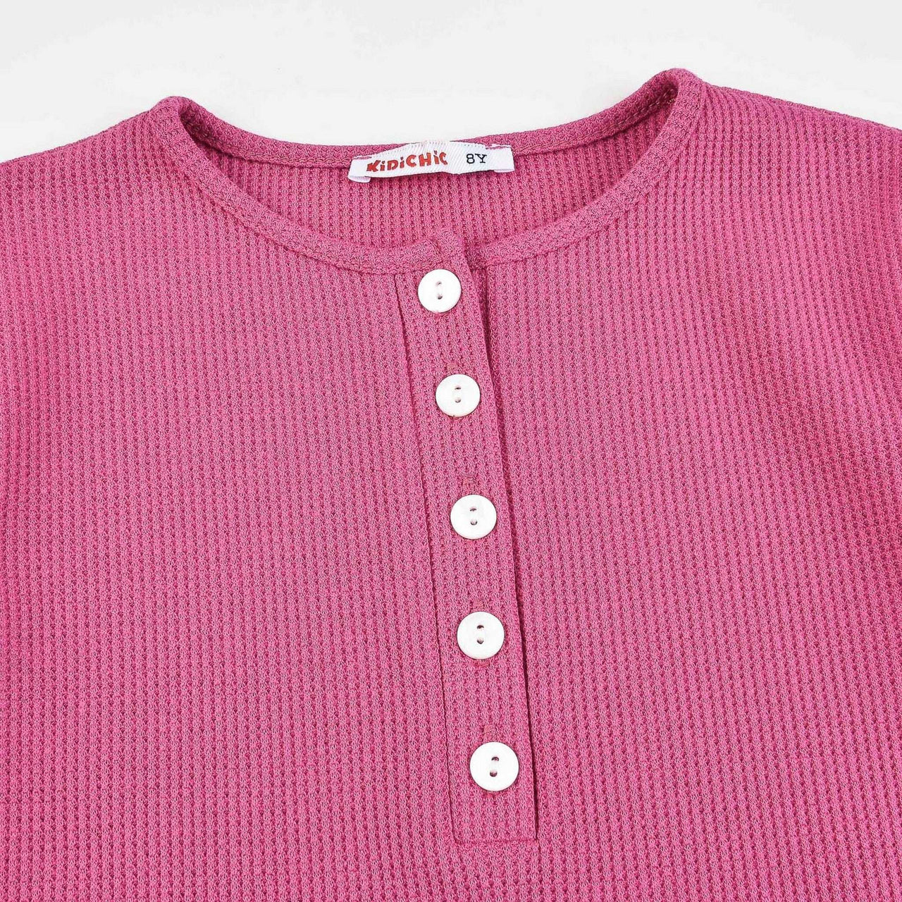 Girls Waffle Henley - Kidichic
