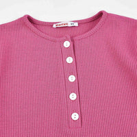 Girls Waffle Henley - Kidichic