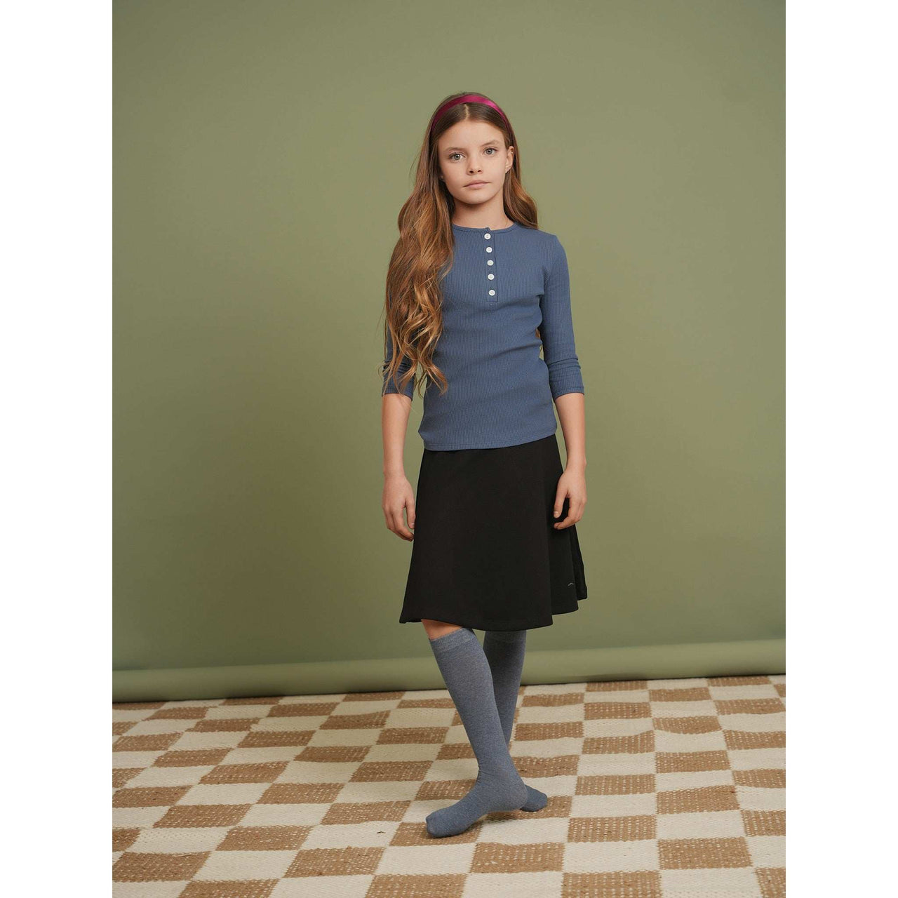 Girls Waffle Henley - Kidichic