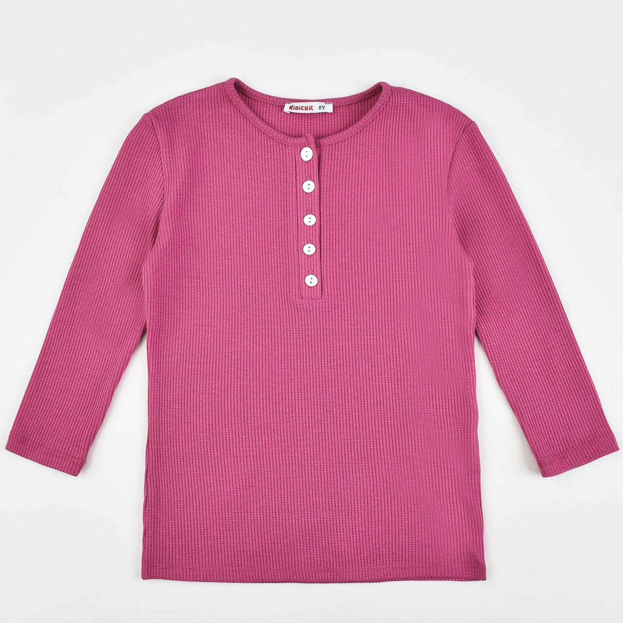 Girls Waffle Henley - Kidichic