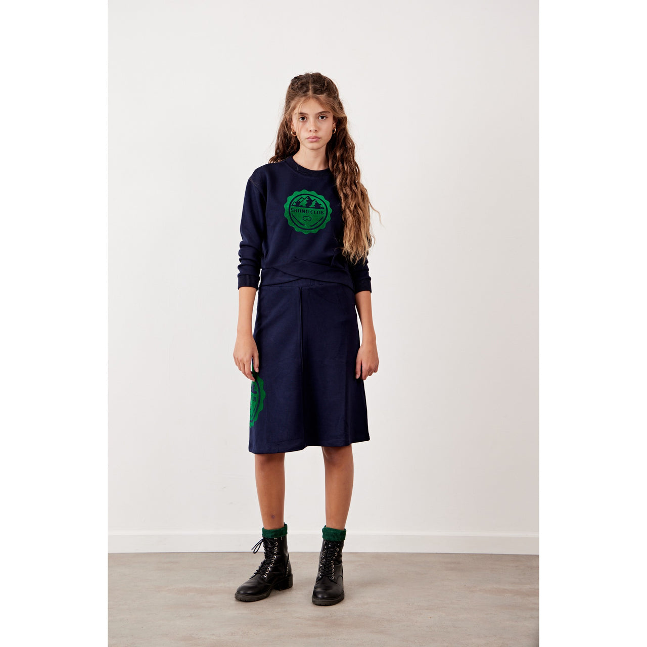 Melange Velour Logo Skirt
