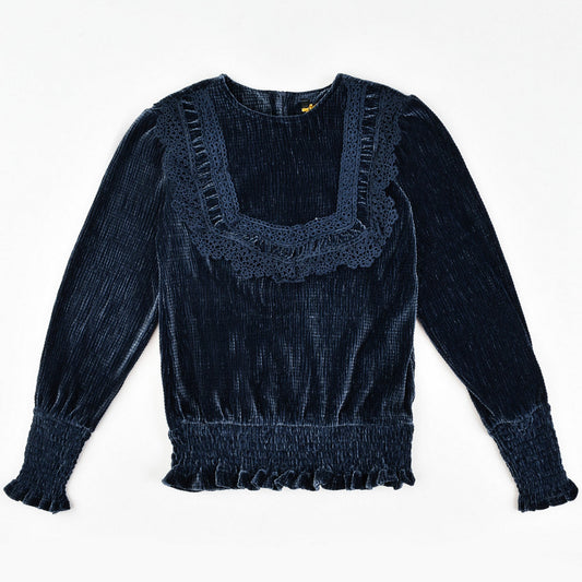 Lace Ruffle Velvet Top - Kidichic