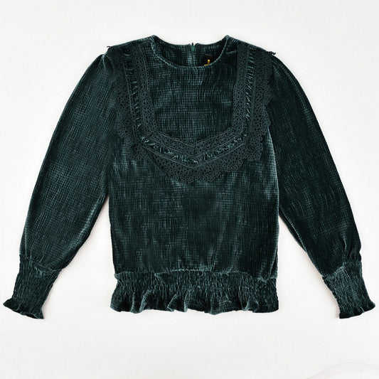 Lace Ruffle Velvet Top - Kidichic