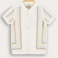 Melange Retro Crochet Knit Shirt