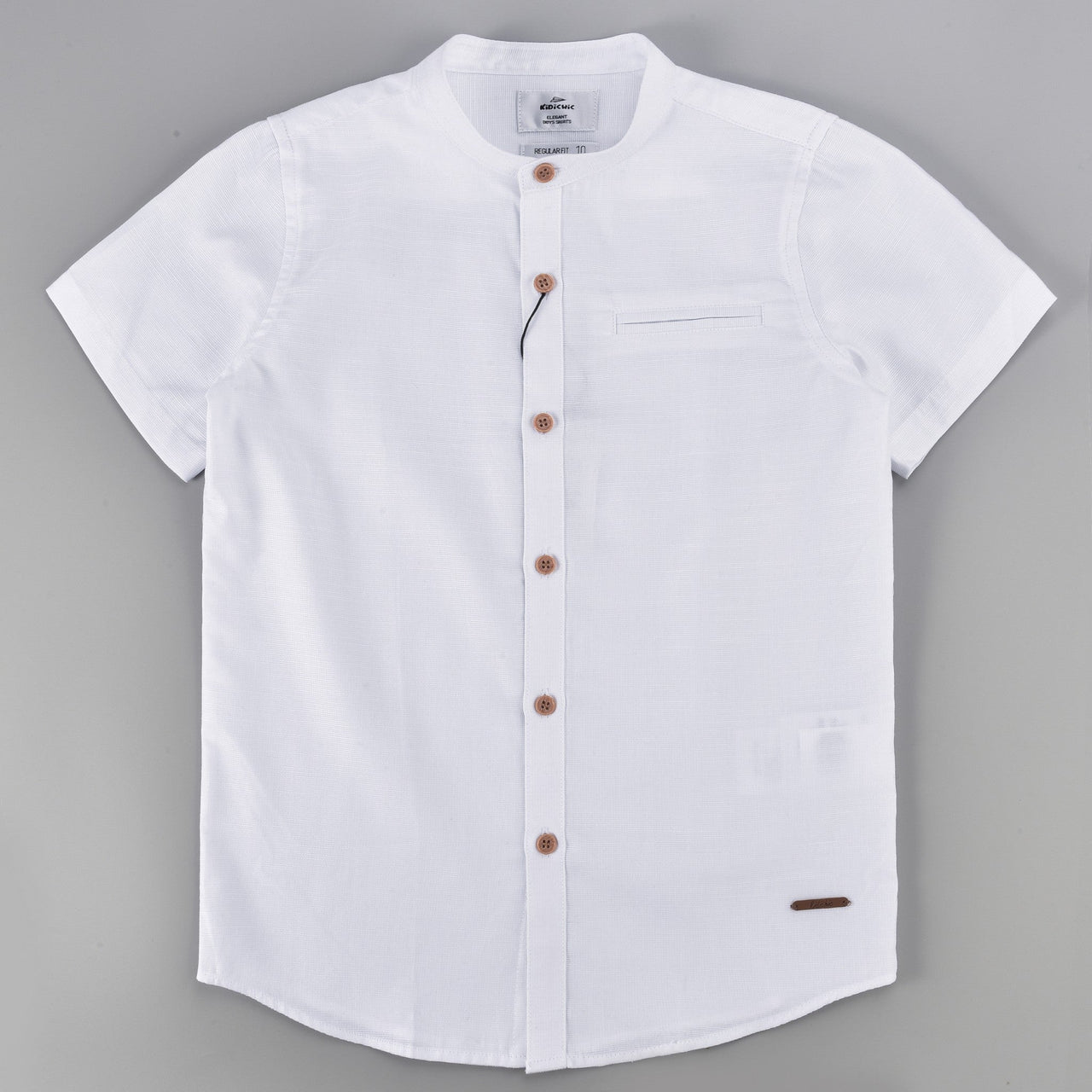 Mandarin Collar S.S Shirt - Regular Fit. - Kidichic