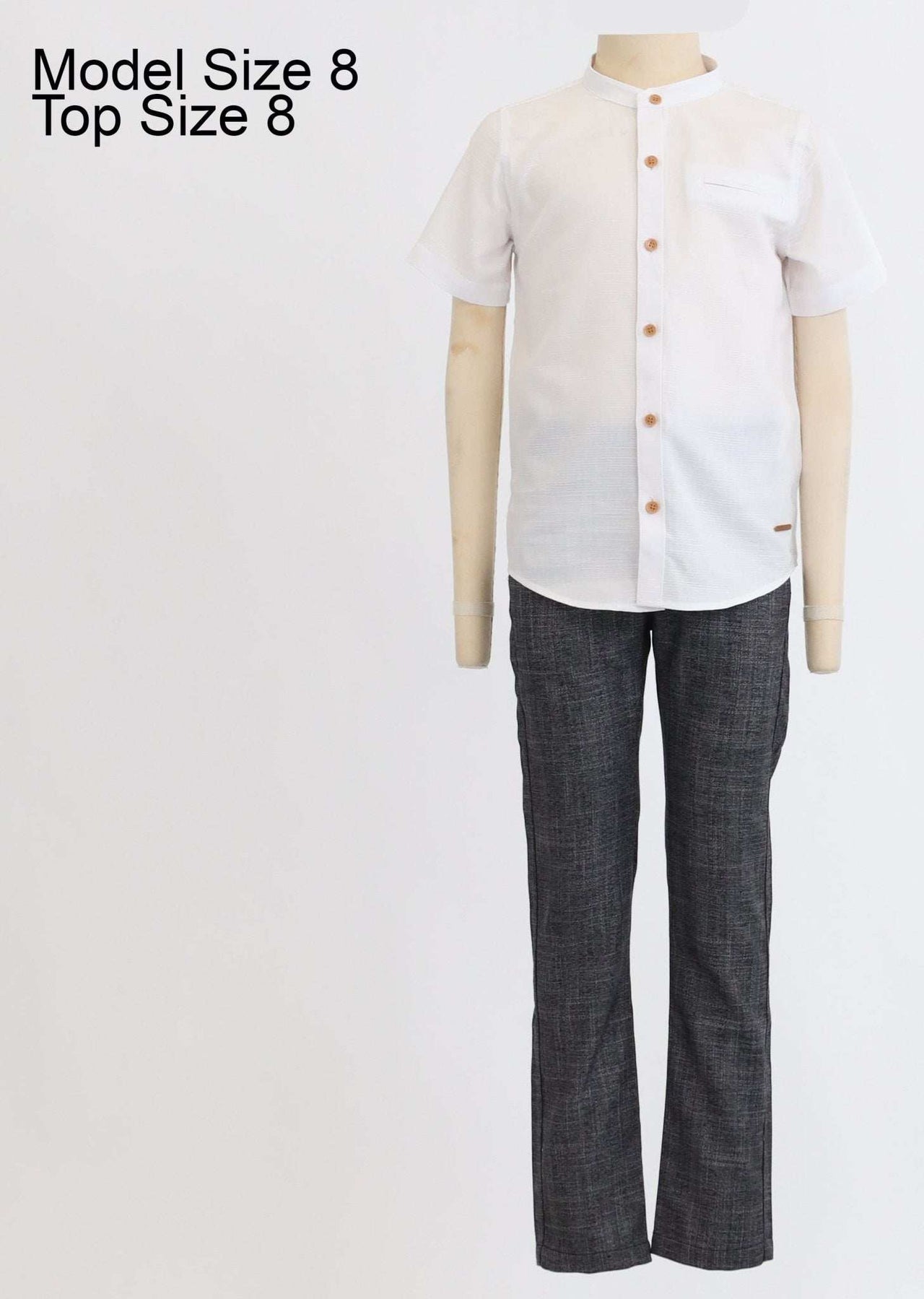 Mandarin Collar S.S Shirt - Regular Fit. - Kidichic