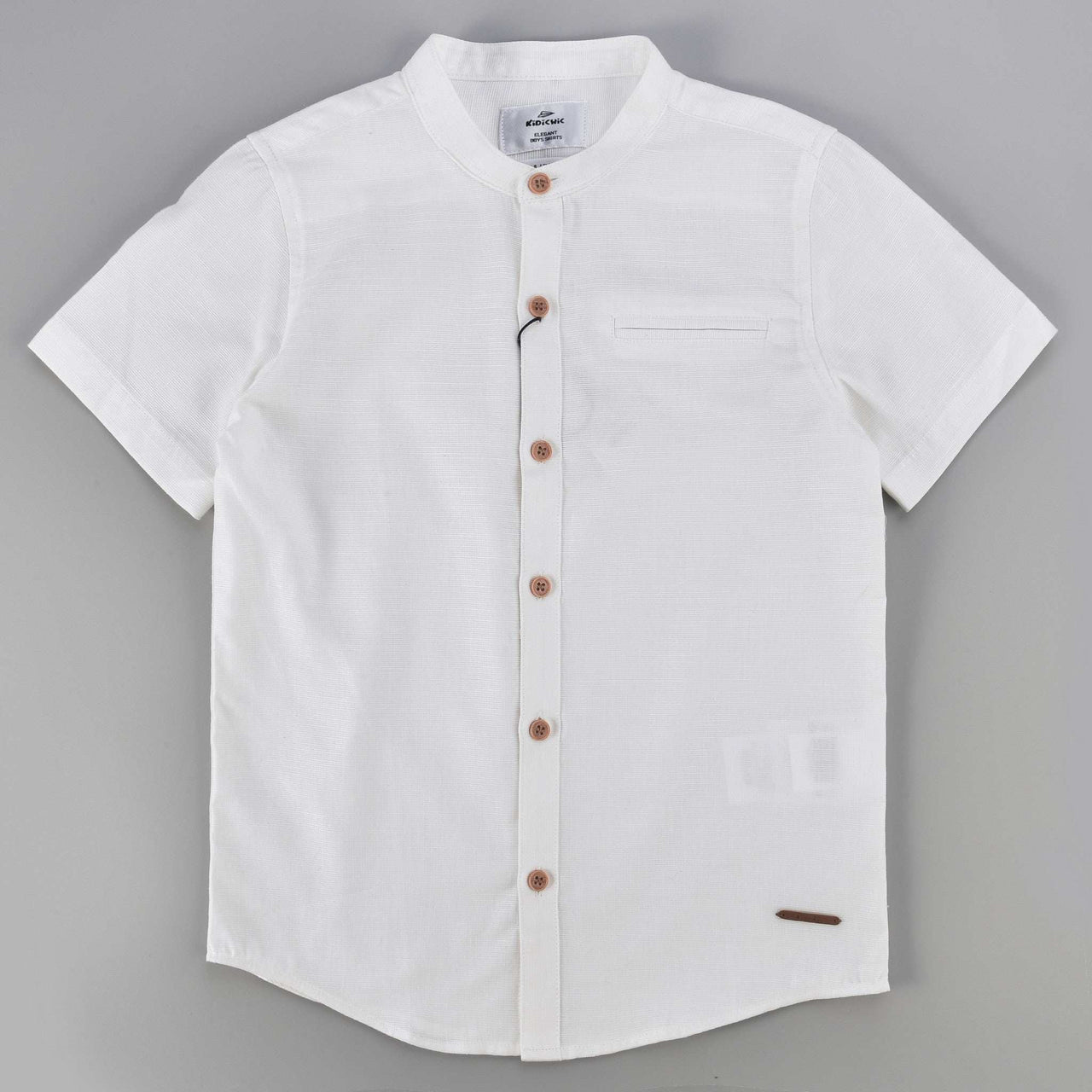 Mandarin Collar S.S Shirt - Regular Fit. - Kidichic