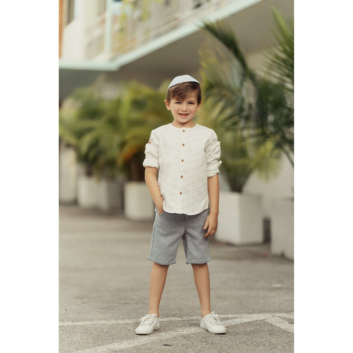 【MCNCHIPS】square logo sweatshorts Melange Bermuda Shorts – Kidichic