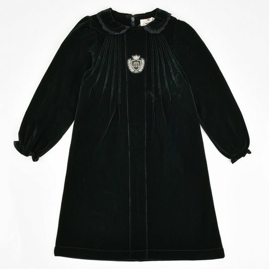 Melange Crest Velour Dress - Kidichic