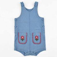 Melange Denim Floral Pocket Overall/Dress - Kidichic