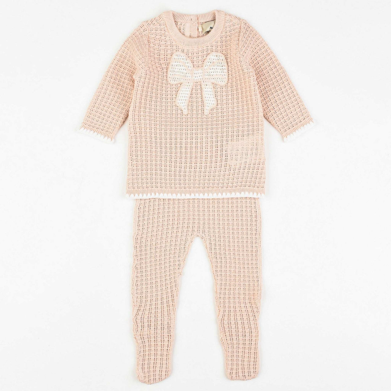 Melange Emberly Knit Baby Bow Set - Kidichic