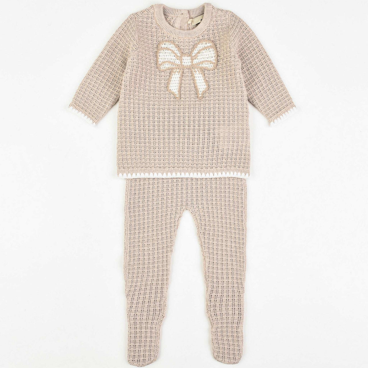 Melange Emberly Knit Baby Bow Set - Kidichic