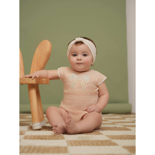 Melange Emberly Knit Bow Romper/ Set - Kidichic
