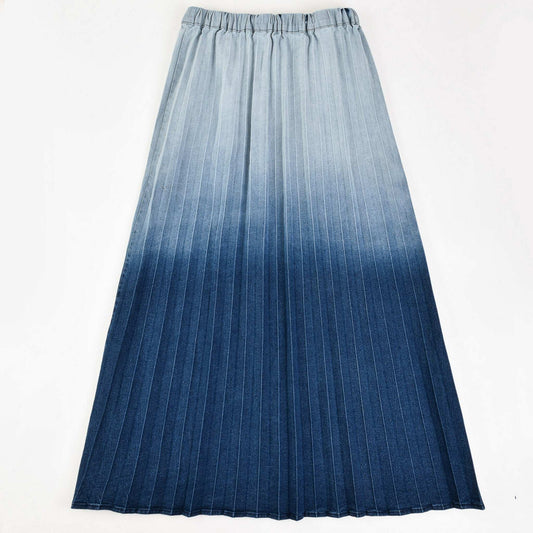 Melange Ombre Denim Midi Skirt - Kidichic