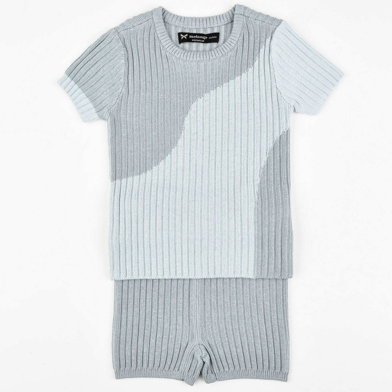 Melange Striped Rib Baby Set - Kidichic
