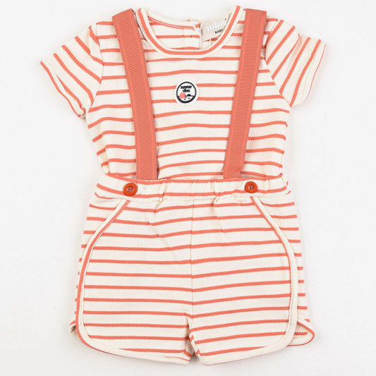 Melange Stripes Baby Overall Set - Kidichic