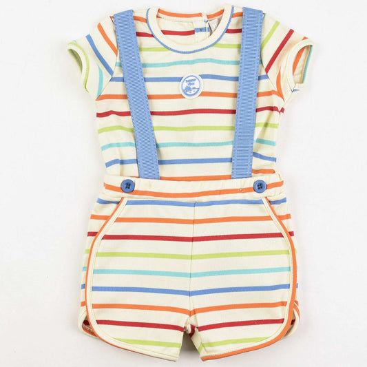 Melange Stripes Baby Overall Set - Kidichic