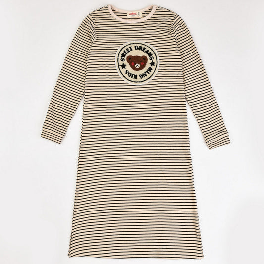 Melange Teddybear Stripes Nightgown - Kidichic