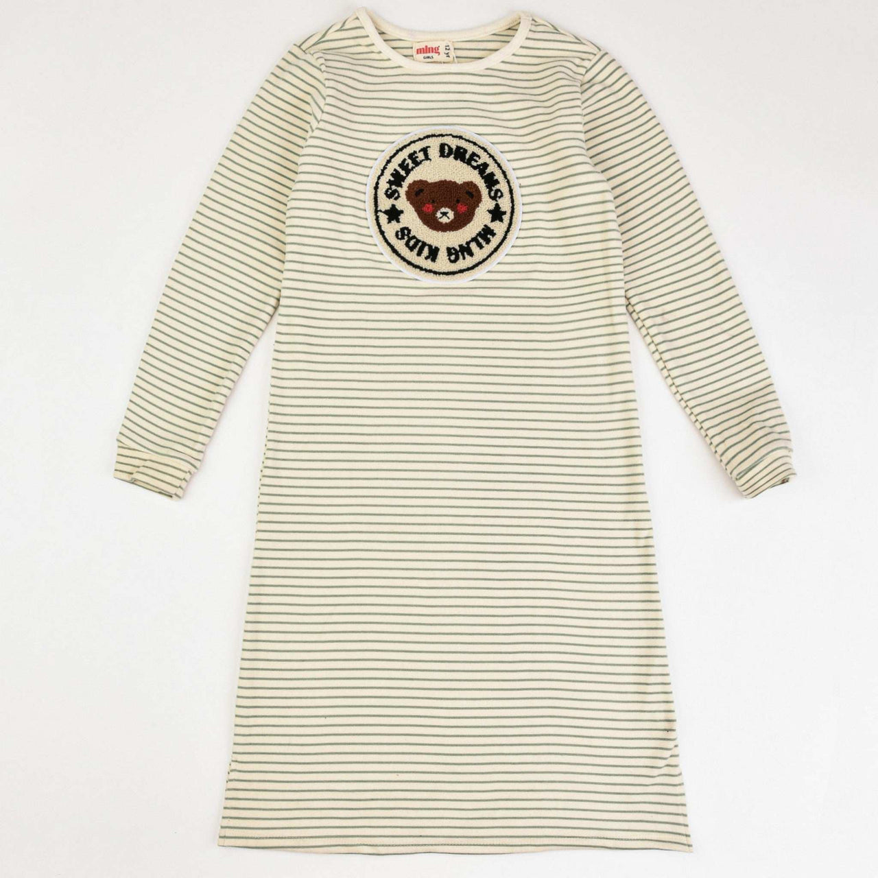 Melange Teddybear Stripes Nightgown - Kidichic