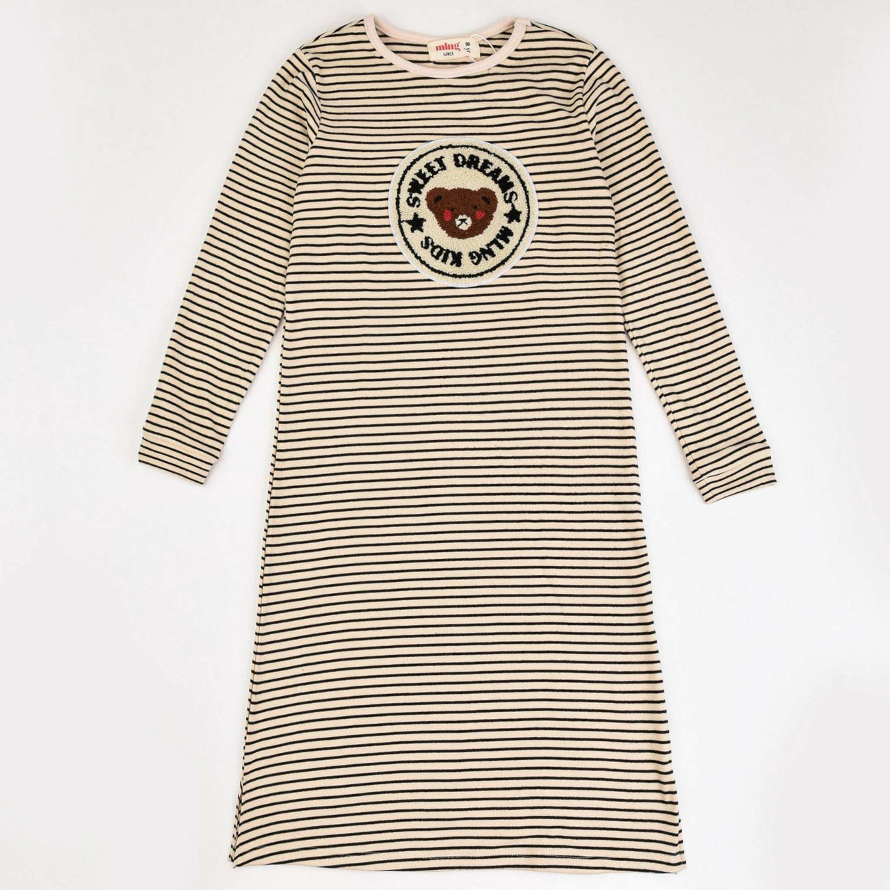 Melange Teddybear Stripes Nightgown - Kidichic