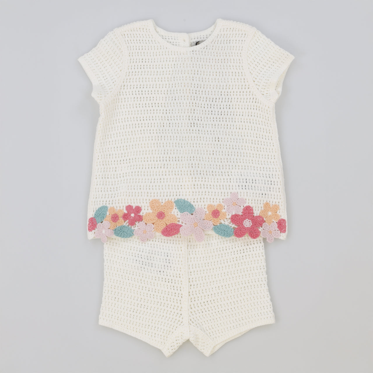 Melange Crochet Flower Baby Set/Dress