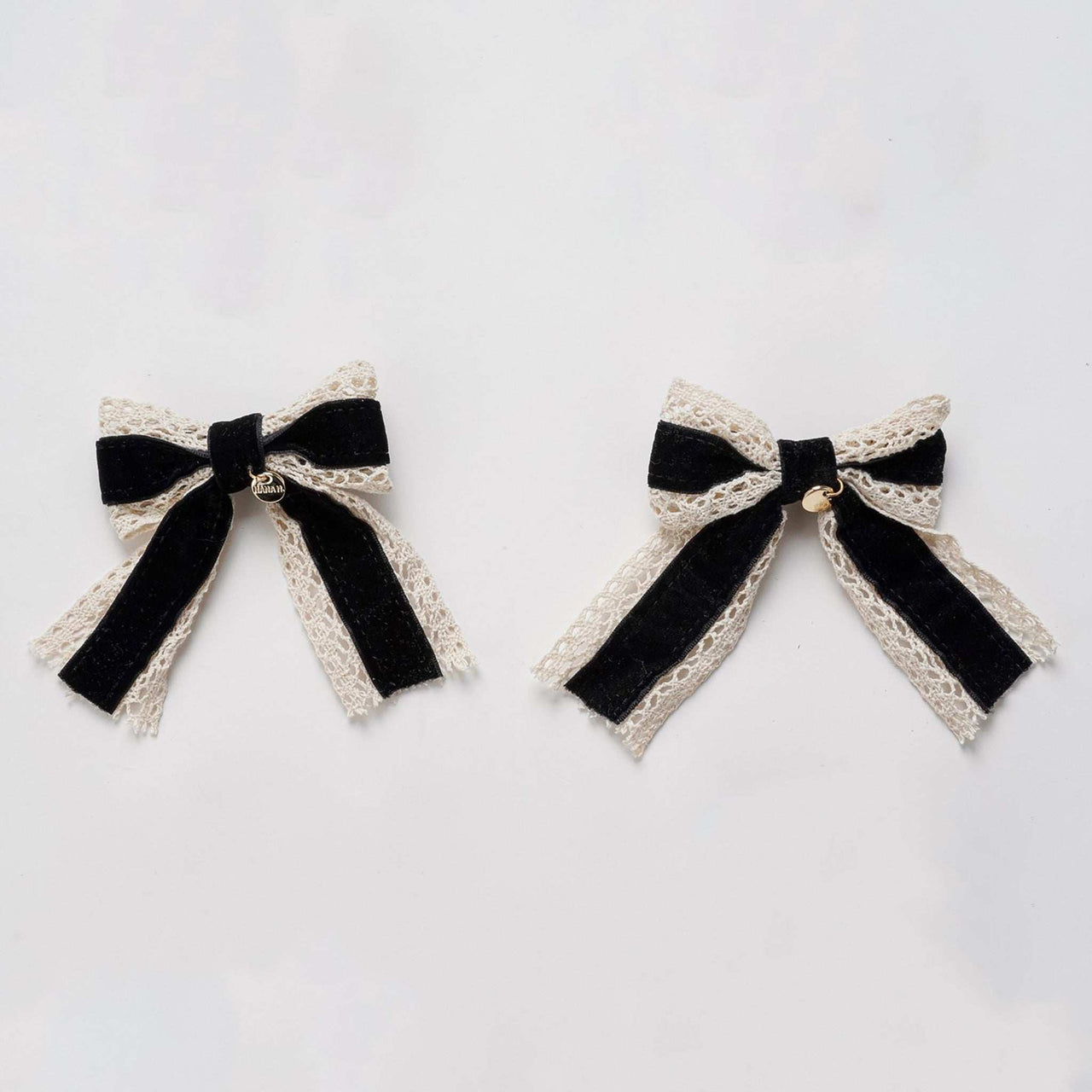 Nana 2 Pk Velvet/Lace Bow Clip - Kidichic