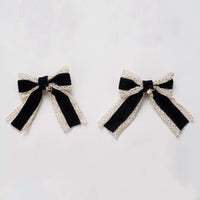 Nana 2 Pk Velvet/Lace Bow Clip - Kidichic