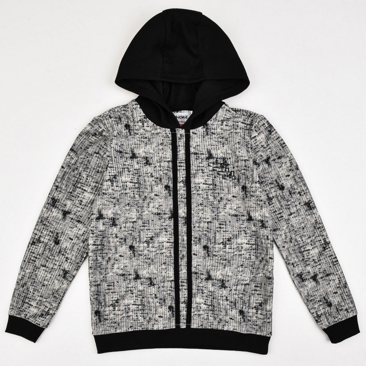 Print Rib Combo Hoodie - Kidichic