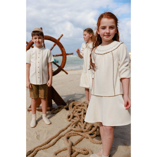 Sidney Linen Embroidered Dress - Kidichic