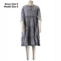 Thumbnail for Stone Wash Tiered Dress - Kidichic
