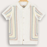 Melange Retro Crochet Knit Shirt
