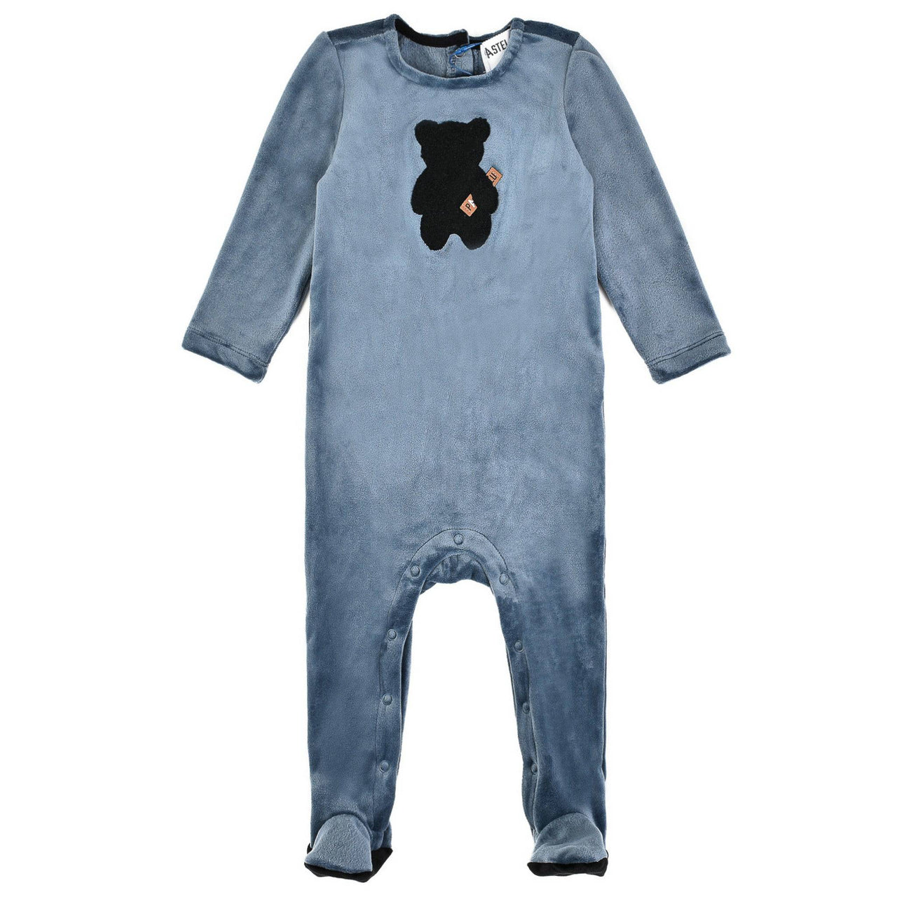 Velour EMB Bear Baby Stretchie - Kidichic