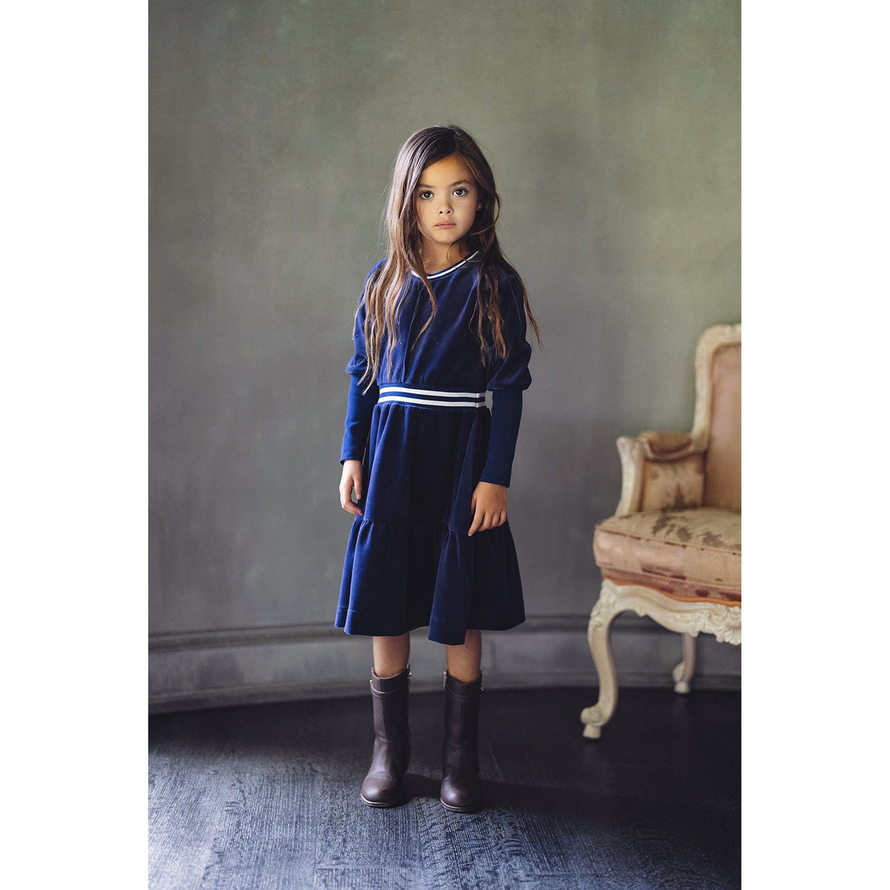 Velour Waisted Dress - Kidichic