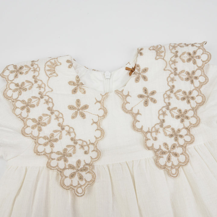 Daisy Embroidered Collar Dress - Kidichic