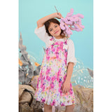 Floral Chiffon Pleated Dress - Kidichic