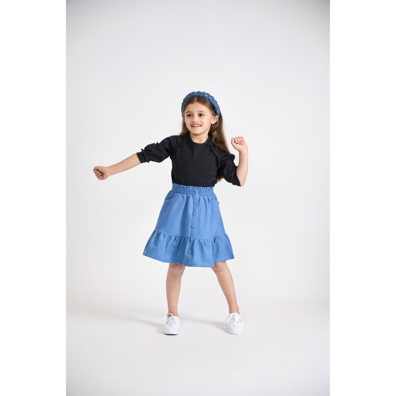 Girls 3/4 Sleeve Ruffle Shirt - Kidichic