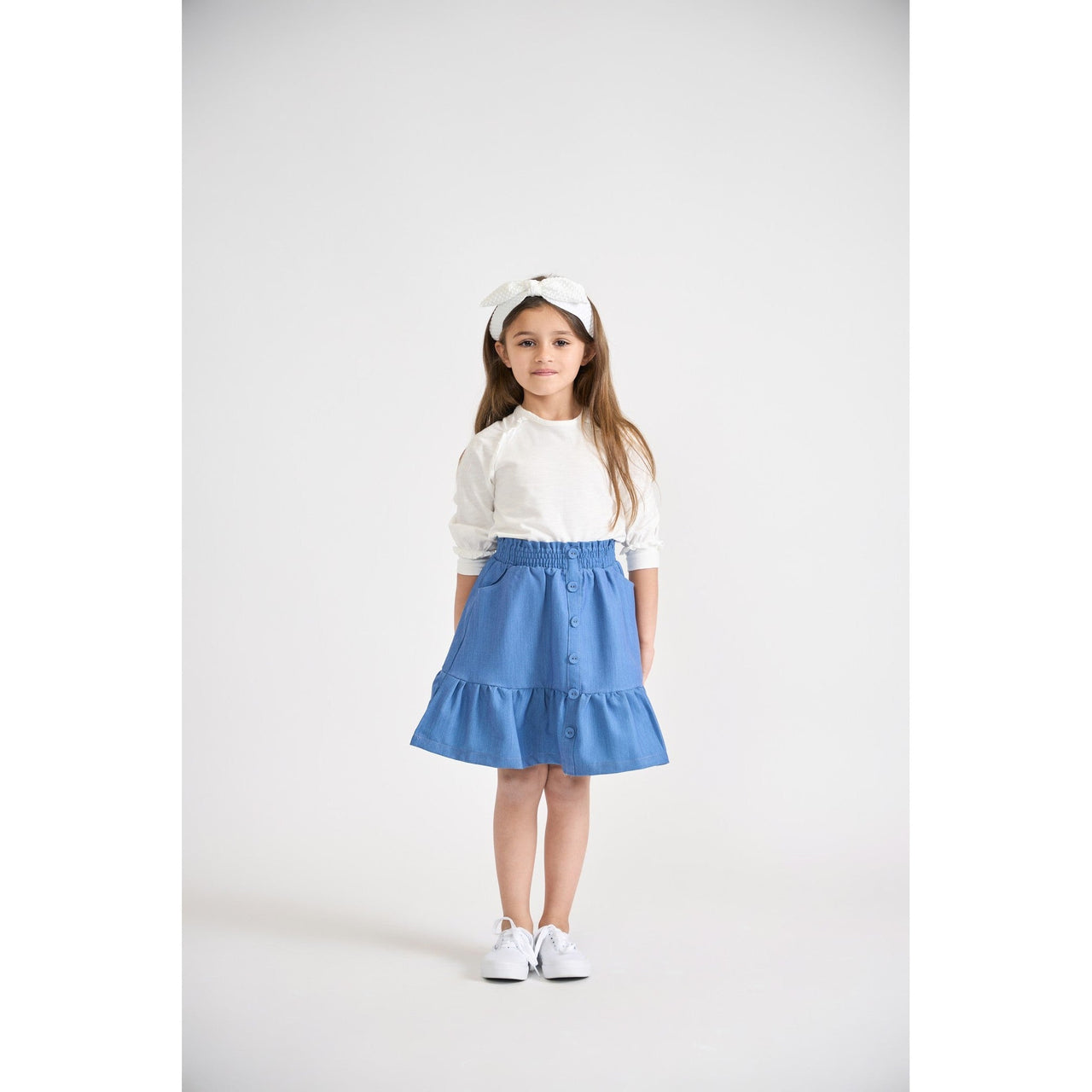 Girls 3/4 Sleeve Ruffle Shirt - Kidichic