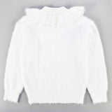 Girls Pearl Collar Ruffle Sweater - Kidichic