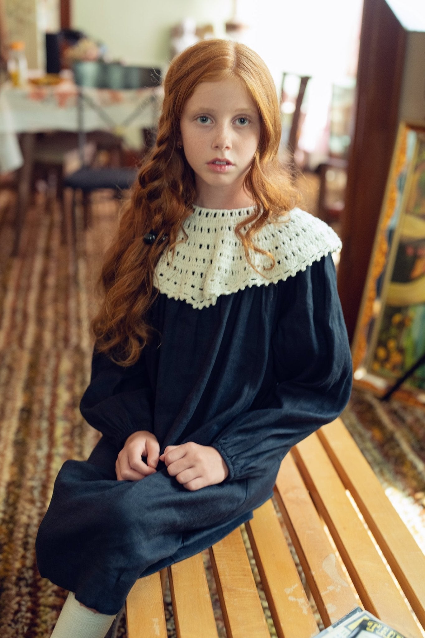 Hadas Crochet Knit Collar Dress - Kidichic