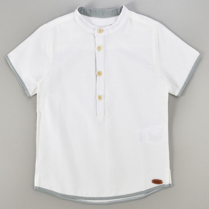 Mandarin Collar Shirt With Trim - Kidichic