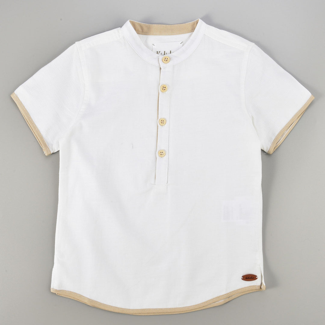 Mandarin Collar Shirt With Trim - Kidichic