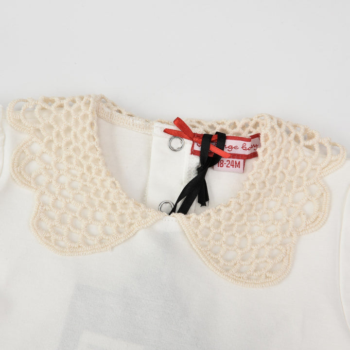 Melange Crochet Collar Onesie - Kidichic