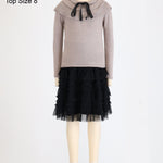 Melange Knit Collar Top with Bow - Kidichic